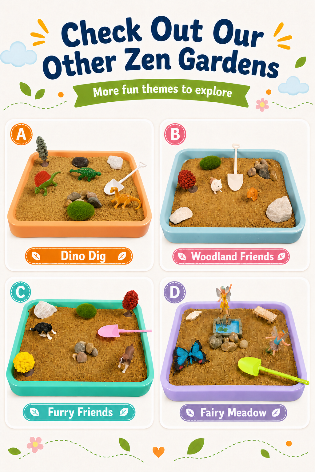 Reptile Realm Kids Zen Garden Kit – Calming Sensory Sand Tray for Creative Play