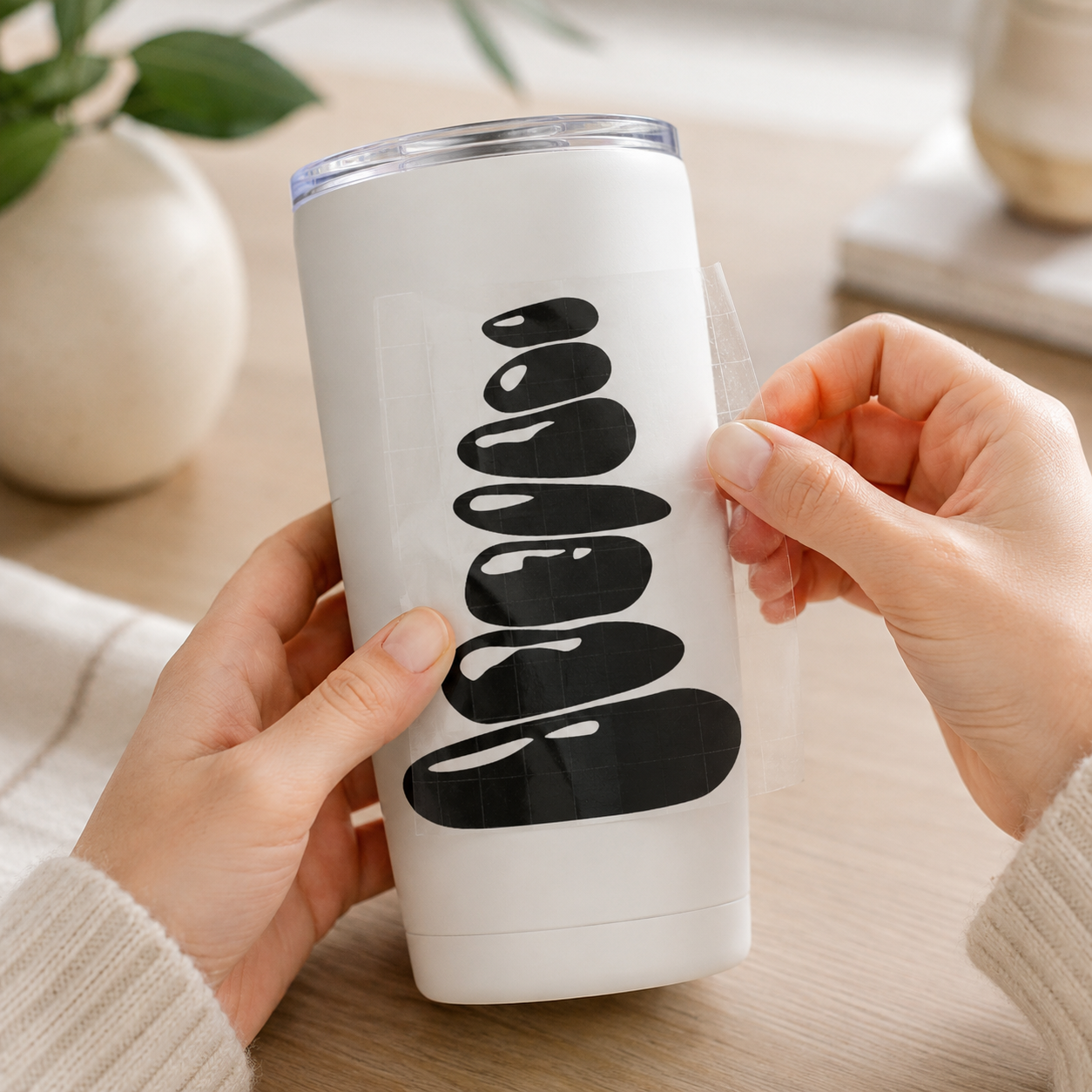 Zen Stacked Stones Vinyl Decal | Peaceful Living Window Sticker