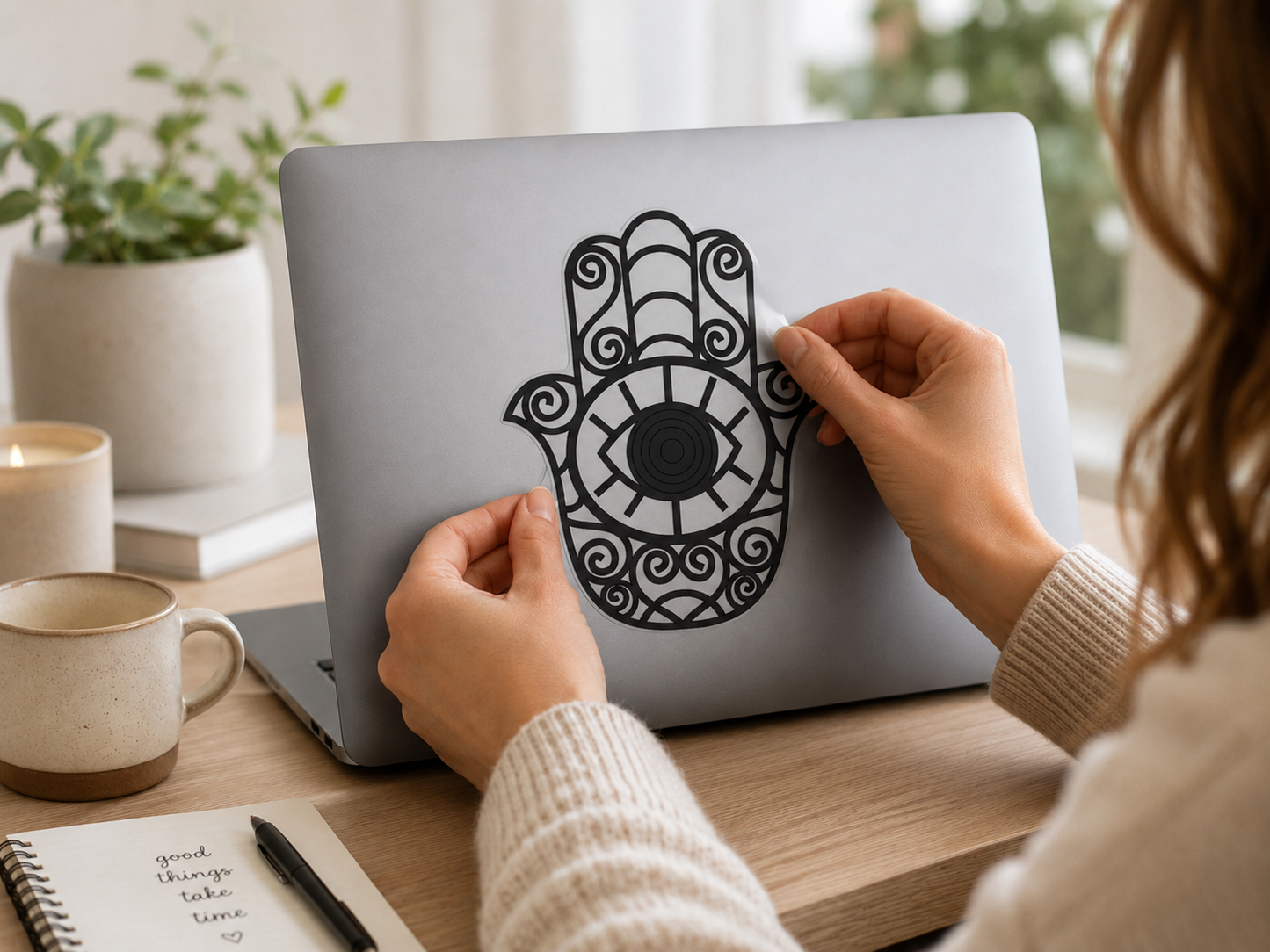 Hamsa Hand Vinyl Decal | Protection & Positive Energy Car Window Sticker