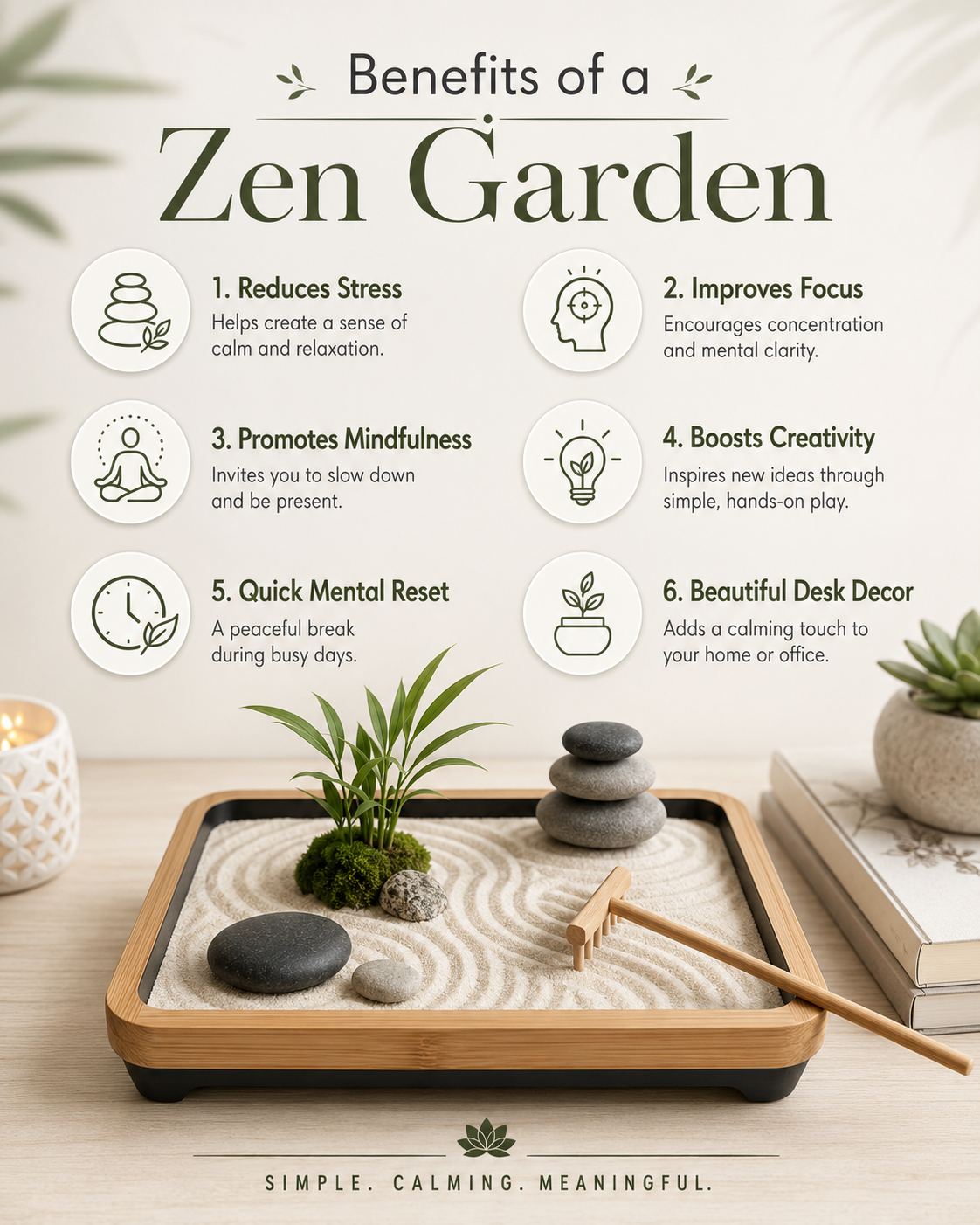 Deluxe Zen Garden Kit | Handcrafted Desktop Zen Garden for Stress Relief