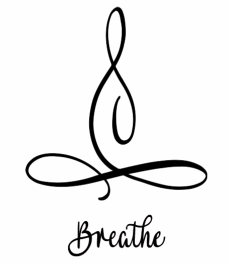 Black infinity symbol with 'Breathe' text on a white background