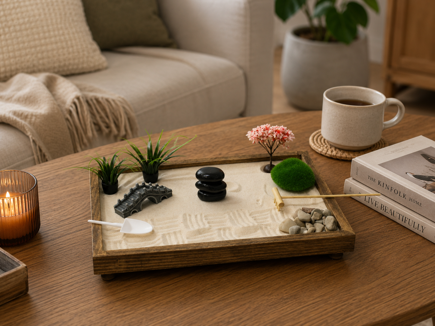 Deluxe Zen Garden Kit | Handcrafted Desktop Zen Garden for Stress Relief
