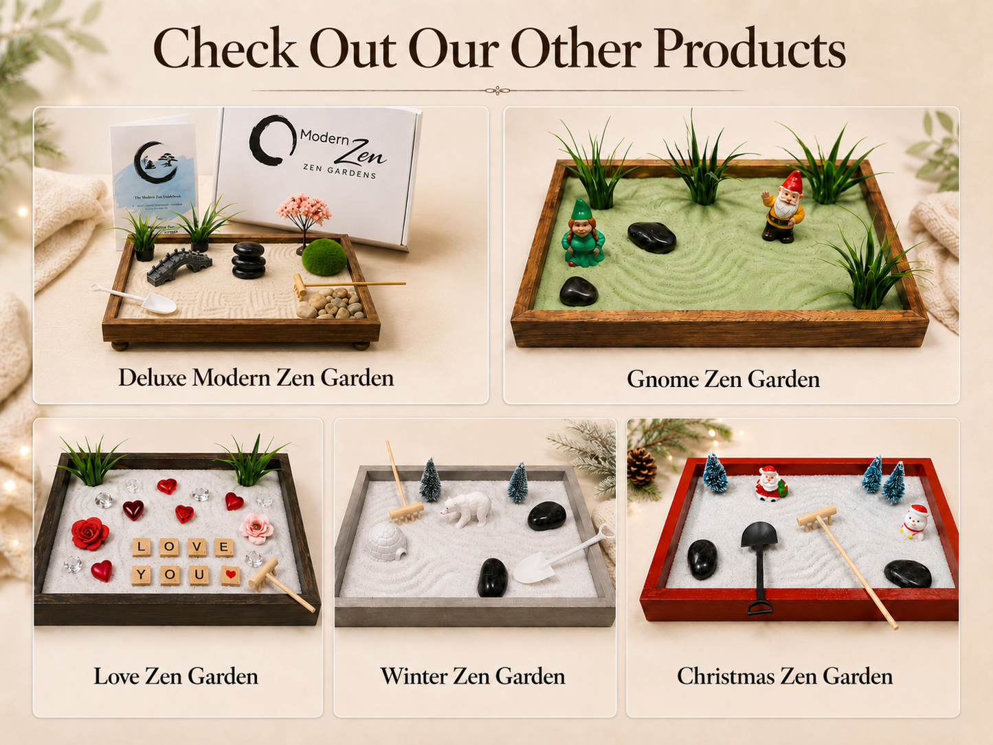 Modern Zen Garden Kit | Handcrafted Zen Garden for Stress Relief