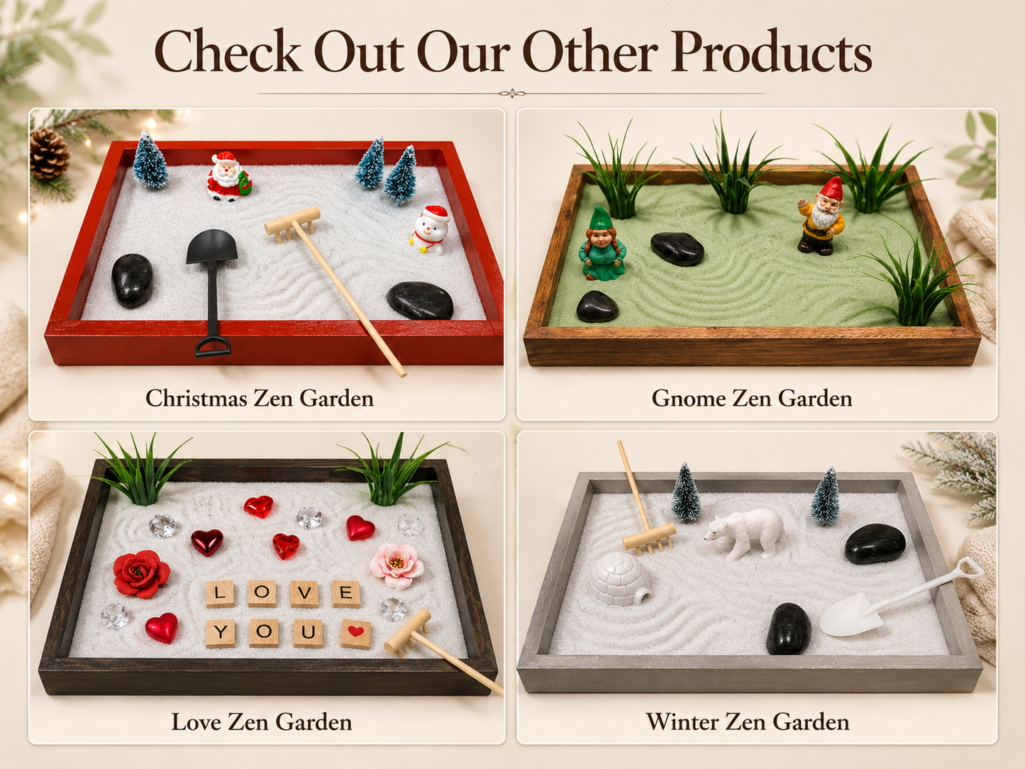 Deluxe Zen Garden Kit | Handcrafted Desktop Zen Garden for Stress Relief