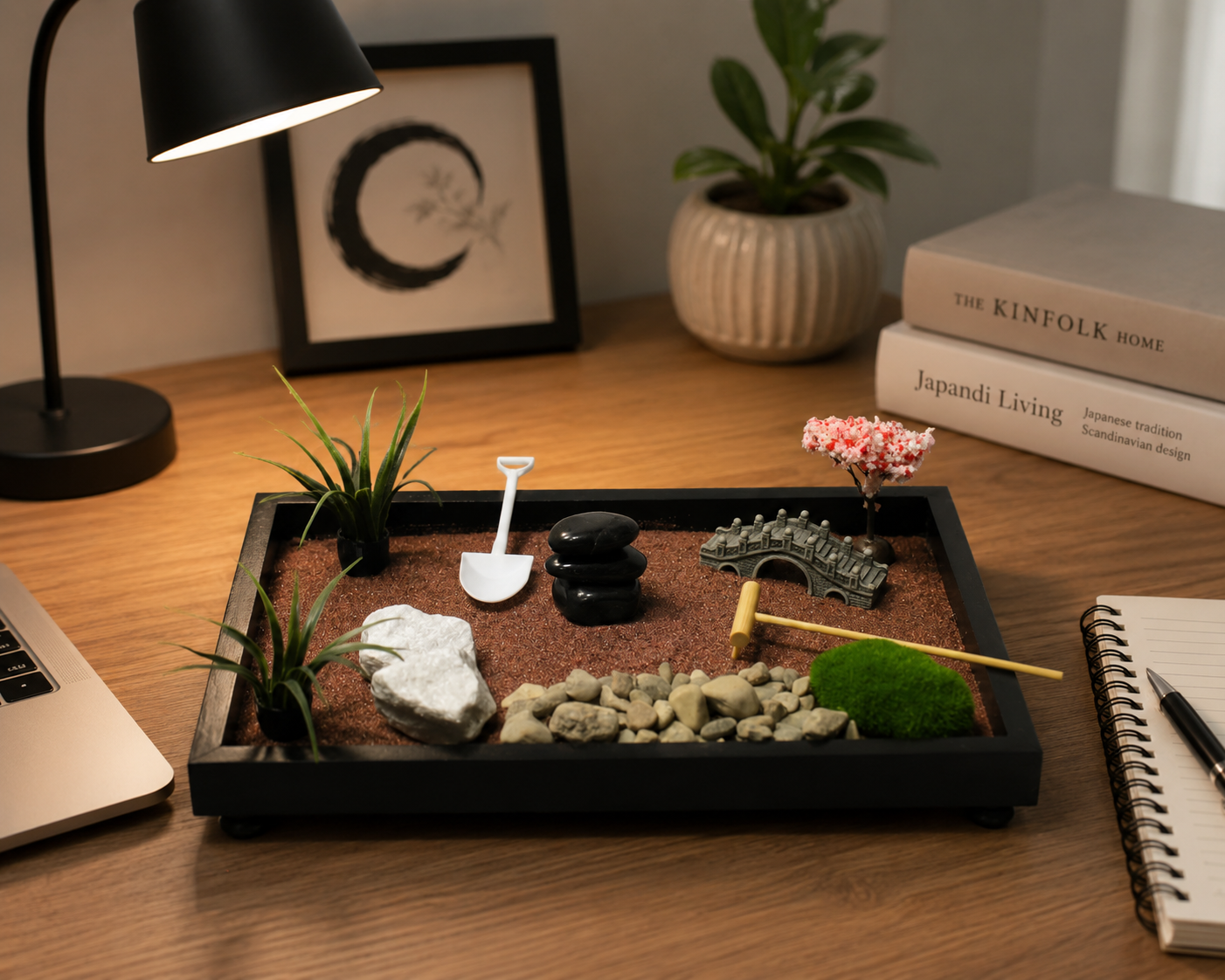 Deluxe Zen Garden Kit | Handcrafted Desktop Zen Garden for Stress Relief
