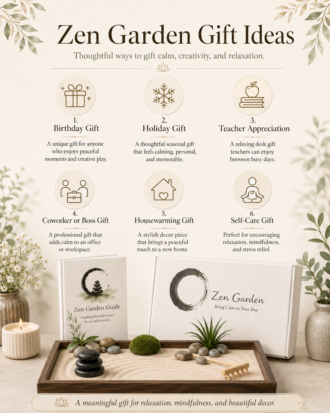 Deluxe Zen Garden Kit | Handcrafted Desktop Zen Garden for Stress Relief
