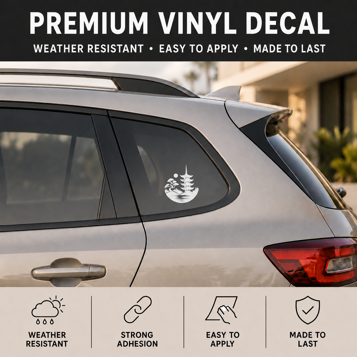 Pagoda Vinyl Decal | Zen Garden Car Window Sticker