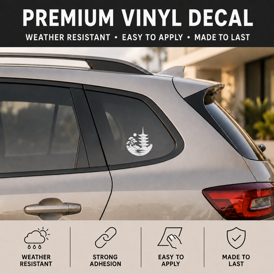 Pagoda Vinyl Decal | Zen Garden Car Window Sticker