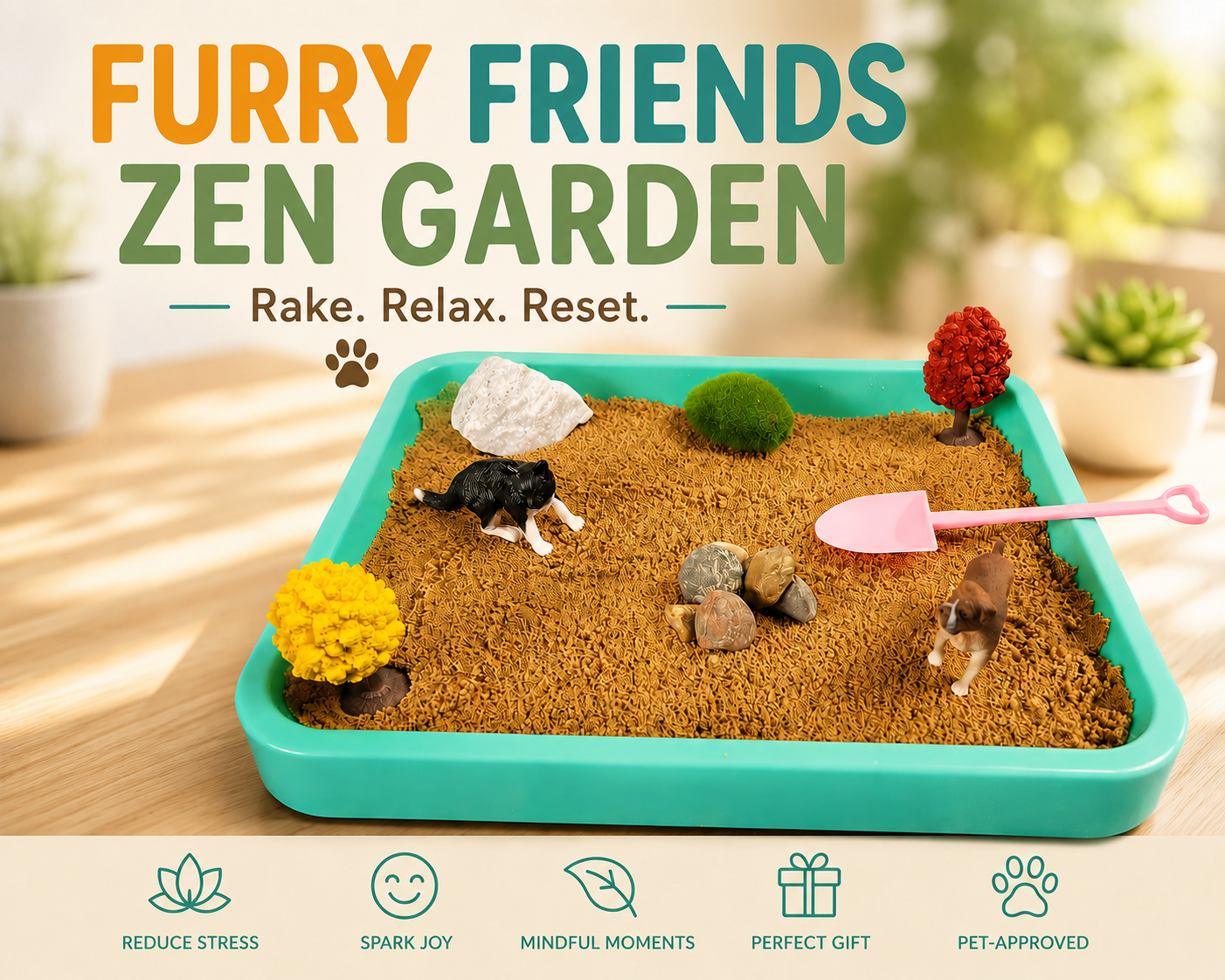 Furry Friends Kids Zen Garden – Animal Sensory Sand Play Kit for Calm, Creative Fun