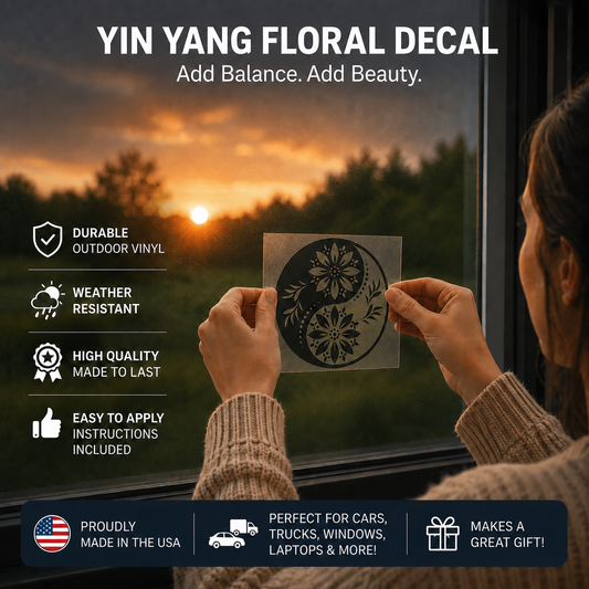 Floral Yin Yang Vinyl Decal | Balance & Harmony Car Window Sticker