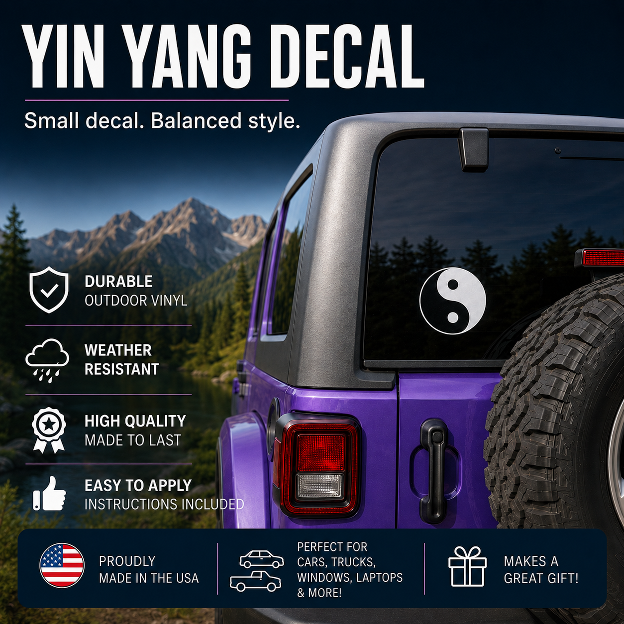 Yin Yang Vinyl Decal | Balance & Harmony Car Window Sticker
