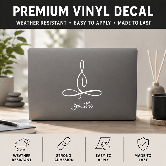 Breathe Meditation Vinyl Decal | Mindfulness Car Window Sticker