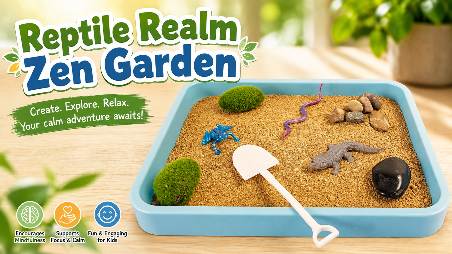 Reptile Realm Kids Zen Garden Kit – Calming Sensory Sand Tray for Creative Play
