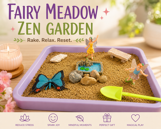 Fairy Meadow Kids Zen Garden – Fairy Sensory Sand Play Kit for Calm, Creative Fun