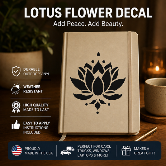 Lotus Flower Vinyl Decal | Peace & Growth Car Window Sticker