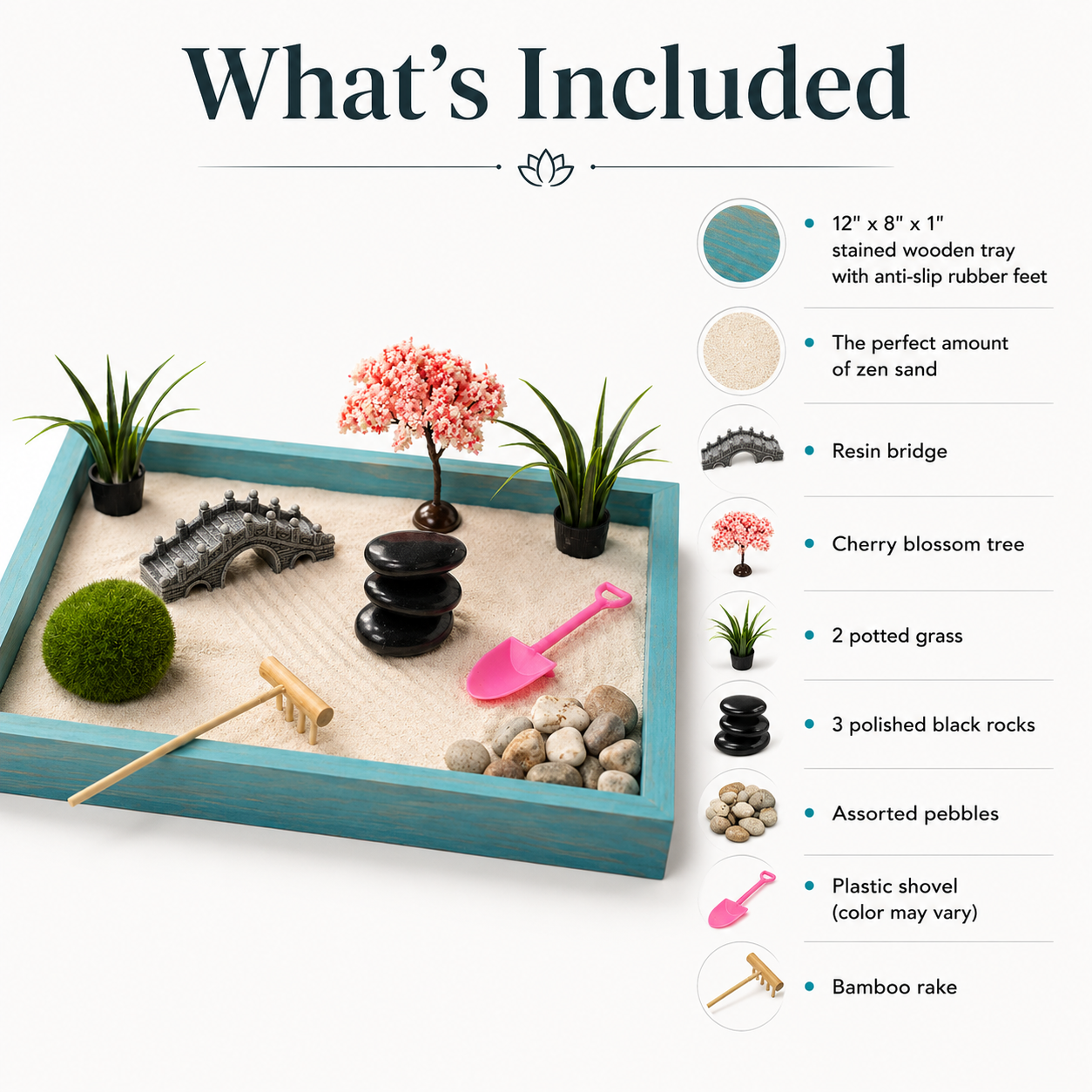 Modern Zen Garden Kit | Handcrafted Zen Garden for Stress Relief