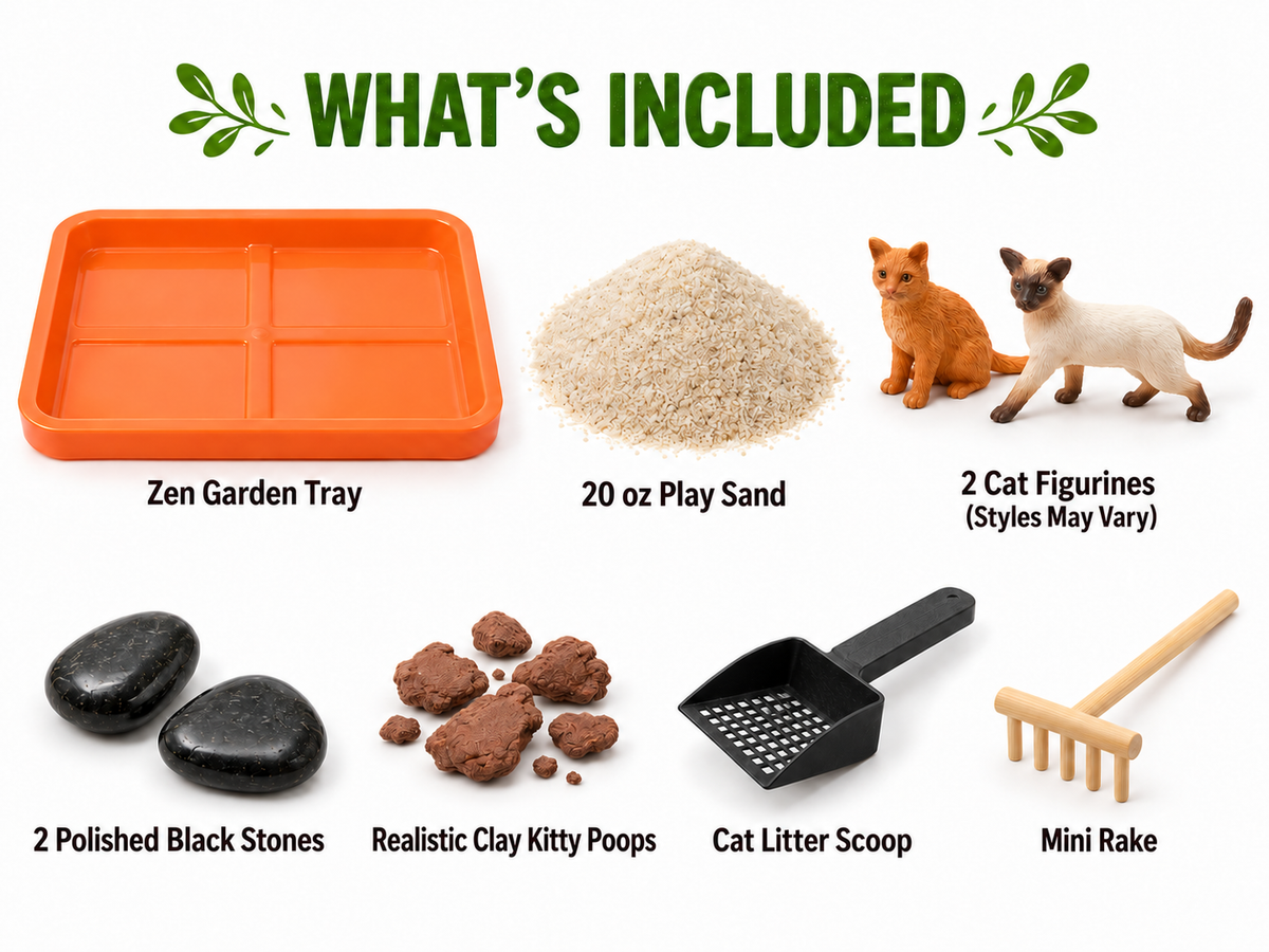 Kitty Litter Zen Garden – Funny Mini Desktop Cat Zen Garden Kit