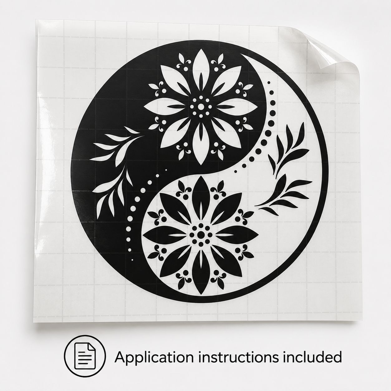 Floral Yin Yang Vinyl Decal | Balance & Harmony Car Window Sticker