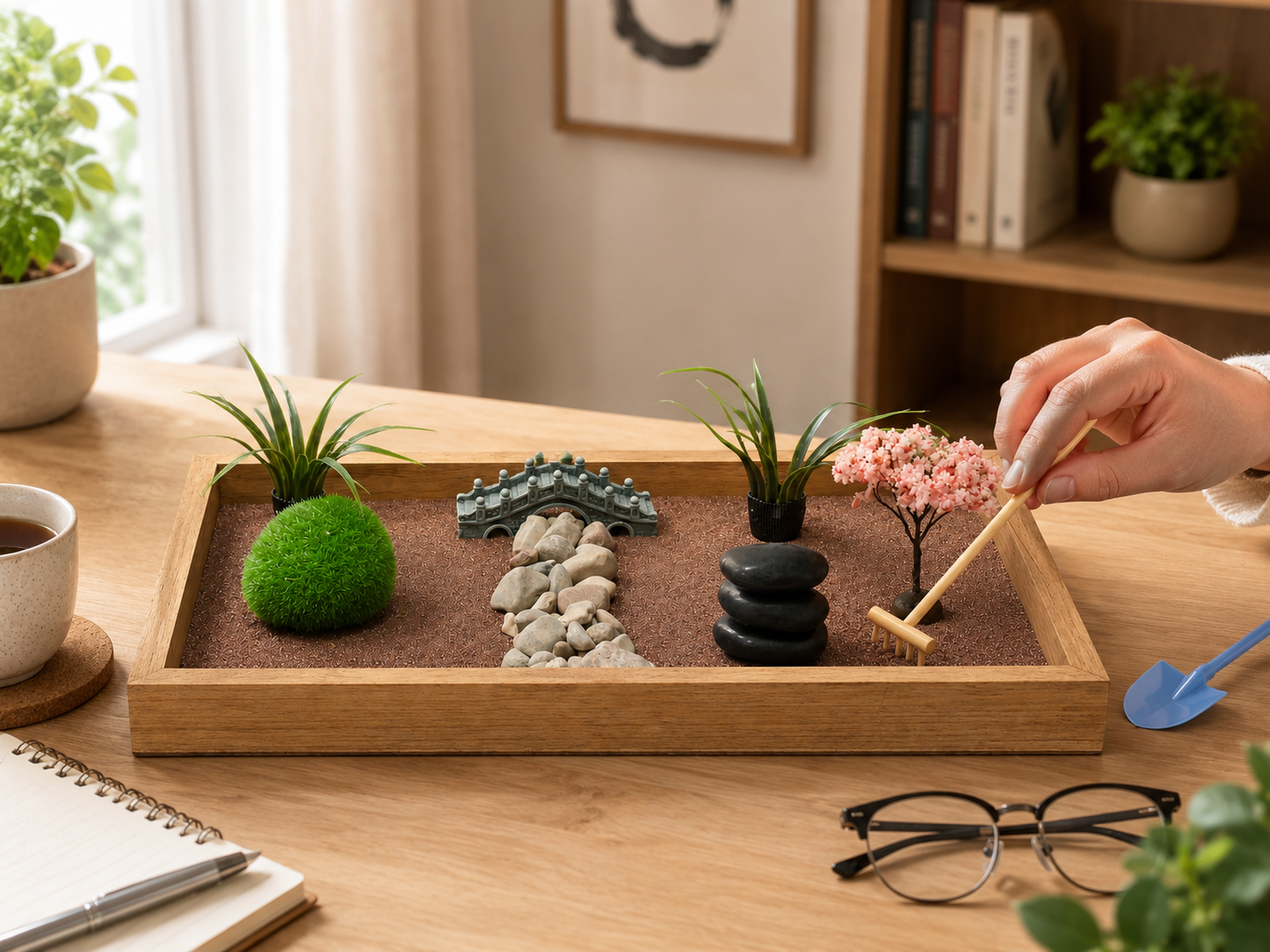 Modern Zen Garden Kit | Handcrafted Zen Garden for Stress Relief