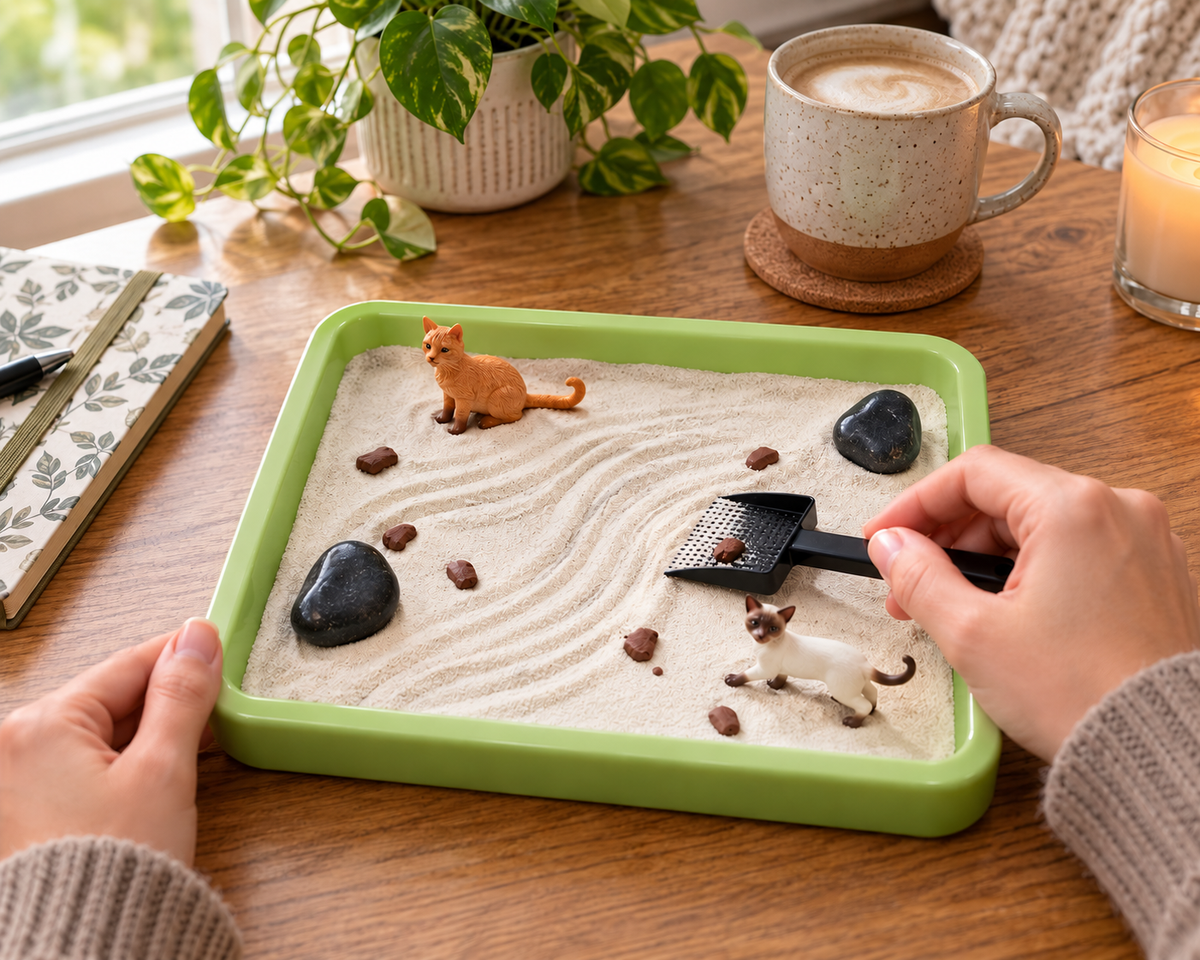 Kitty Litter Zen Garden – Funny Mini Desktop Cat Zen Garden Kit