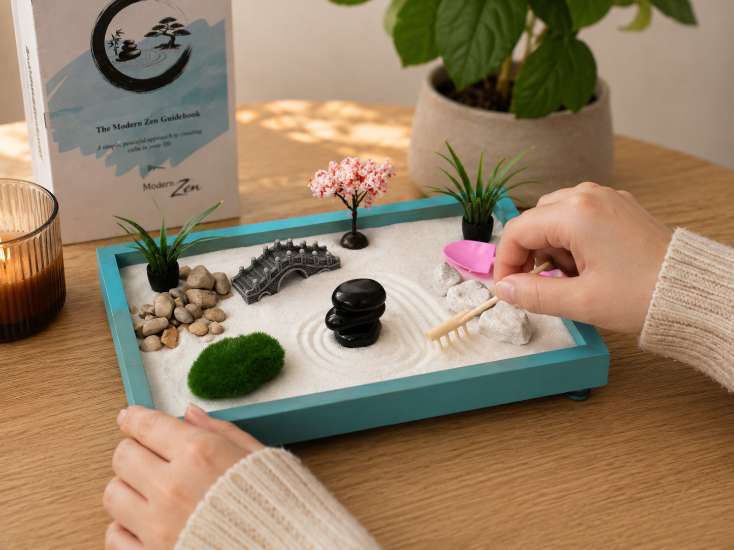 Deluxe Zen Garden Kit | Handcrafted Desktop Zen Garden for Stress Relief