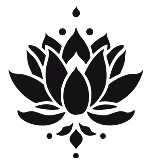 Black lotus flower design on a white background