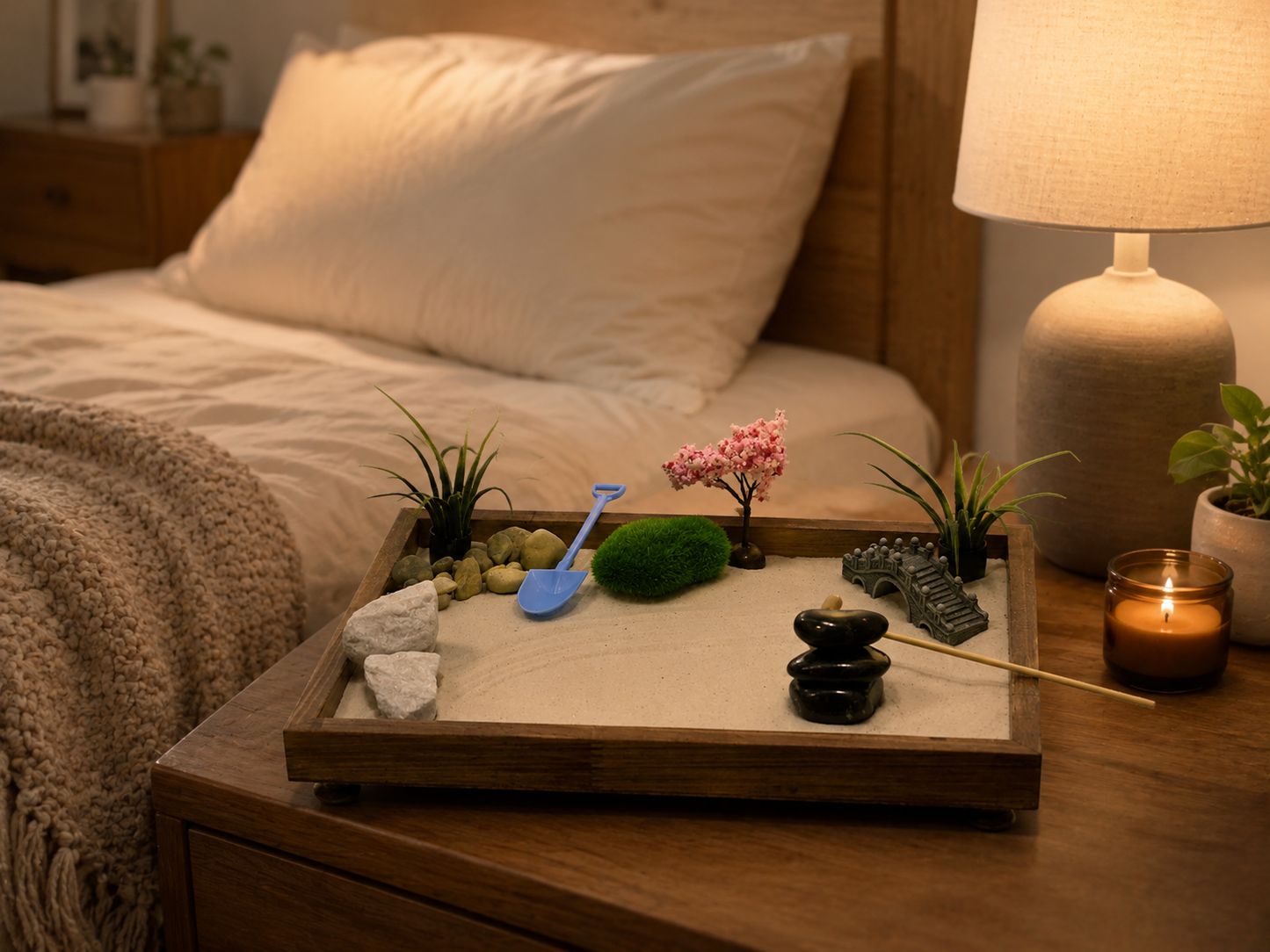 Deluxe Zen Garden Kit | Handcrafted Desktop Zen Garden for Stress Relief