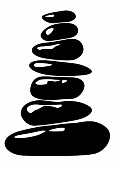 Black silhouette of stacked stones on a white background